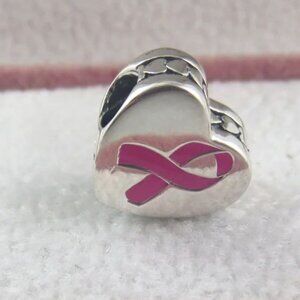 Pandora  Pink Ribbon Hope Heart Charm Cancer Awareness
